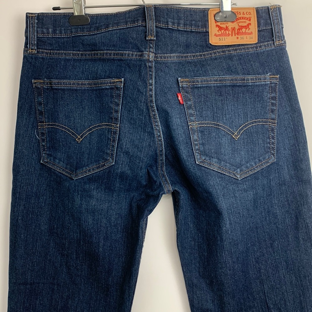 Levi 511’s Dark Wash 36x3- Irregular